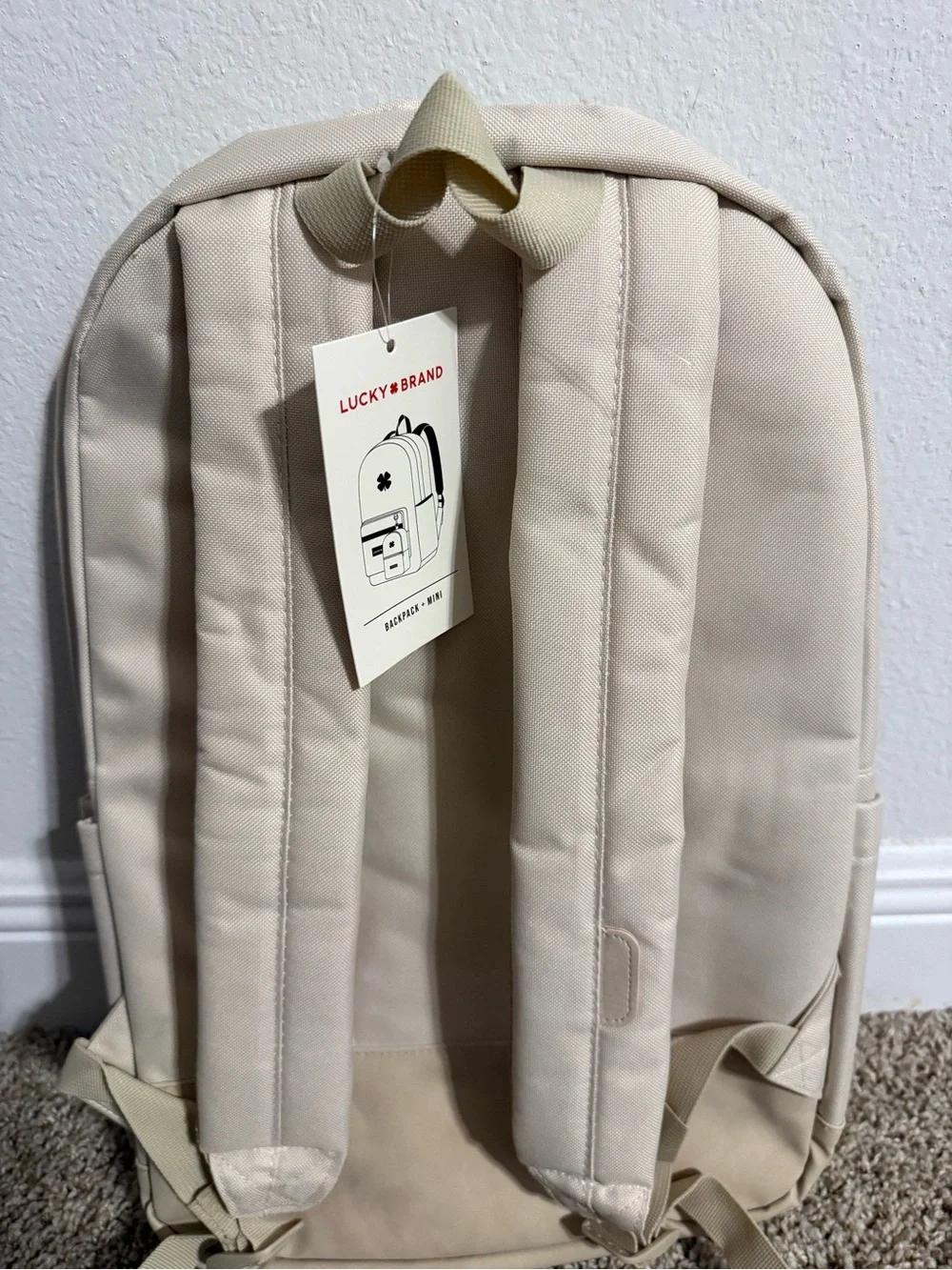 Men's or Women’s Beige Backpack with Mini Pouch